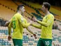 Norwich City's Kenny McLean celebrates scoring their first goal with Kieran Dowell on March 20, 2021