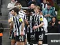 Newcastle United's Antony Gordon celebrates with teammates on March 4, 2026