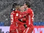 Kingsley Coman celebrates scoring for Bayern Munich against Hertha Berlin in the Bundesliga on February 5, 2021