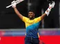 Avishka Fernando celebrates his century for Sri Lanka on July 1, 2019