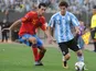Lionel Messi of Argentina, Sergio Busquets of Spain - September 7, 2010