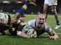 Bradford's Adam Sidlow goes over to score a try against Leeds Rhinos on March 28, 2013