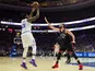Philadelphia 76ers center Joel Embiid (21) shoots a jump shot past Toronto Raptors center Marc Gasol (33) in game three of the second round of the 2019 NBA Playoffs at Wells Fargo Center