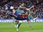 Barca defender Dani Alves duels for the ball against Levante on April 20, 2013