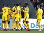 Crystal Palace players celebrate scoring against Doncaster Rovers in the FA Cup on February 17, 2019
