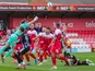 Accrington Stanley defend a corner