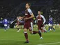 West Ham United's Craig Dawson celebrates scoring their second goal on February 13, 2022