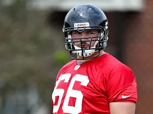 Atlanta's Peter Konz at rookie mini camp on May 12, 2012