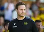 Mjallby manager Karl Marius Aksum on the sidelines in August 2026