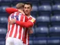 Stoke City's Lee Gregory celebrates scoring against Preston North End on September 26, 2020