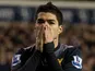 Luis Suarez moments after missing an opportunity to equalise against Tottenham on November 28, 2012