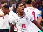 England's Jude Bellingham celebrates his team's third goal on July 6, 2026