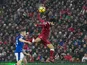 Mohamed Salah in action against Jonjoe Kenny during the Premier League game between Liverpool and Everton on December 10, 2017