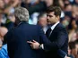 Manuel Pellegrini (L), manager of Manchester City shows congratulates Mauricio Pochettino (R) Manager of Tottenham Hotspur after the Barclays Premier League match between Tottenham Hotspur and Manchester City at White Hart Lane on September 26, 2015
