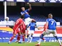 Everton's Dominic Calvert-Lewin scoring against Liverpool in the Premier League on October 17, 2020