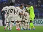 AC Milan's Ismael Bennacer celebrates scoring their first goal with teammates on March 19, 2022