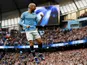 David Silva celebrates scoring Manchester City's third goal against Southampton on November 4, 2018