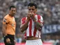 Tiago Palacios celebrates a goal for Estudiantes on December 8, 2025