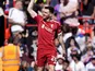 Liverpool's Andrew Robertson celebrates after scoring his sides second goal during the Premier League match on Saturday April 25, 2026.