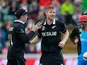 New Zealand's James Neesham celebrates the wicket of Afghanistan's Najibullah Zadran on June 8, 2019