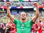 Orjan Nyland Goalkeeper of Norway celebrates