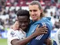 Arsenal's Riccardo Calafiori and Bukayo Saka pictured on May 10, 2026