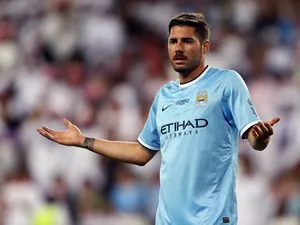 Javi Garcia reacts during the friendly match between Al Ain and Manchester City at Hazza bin Zayed Stadium on May 15, 2014