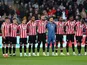 Brentford players lineup before the match, November 6, 2021