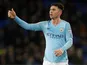 Manchester City defender Aymeric Laporte celebrates scoring against Everton on February 6, 2019