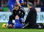 Leicester City's James Maddison receives medical attention on February 11, 2023