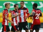 Southampton players celebrate a goal from Danny Ings on June 19, 2020