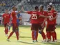 Switzerland's Mario Gavranovic celebrates scoring their first goal with teammates on June 3, 2021