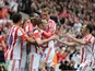 Stoke City's Steven Nzonzi is congratulated after scoring against Tottenham on May 12, 2013