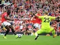 Romelu Lukaku scores the opener during the Premier League game between Manchester United and West Ham United on August 13, 2017