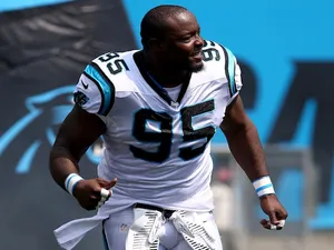 Charles Johnson of the Carolina Panthers during their game at Bank of America Stadium on September 8, 2013
