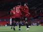 Manchester United's Marcus Rashford celebrates scoring against RB Leipzig in the Champions League on October 28, 2020
