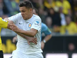 Eintracht Braunschweig's Mirko Boland in action against Dortmund during their Bundesliga match on August 18, 2013