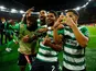 Sporting Lisbon celebrate knocking Arsenal out of the Europa League on March 16, 2023
