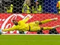 Mohammed Al-Owais saves another shot against Uruguay