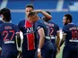 Paris Saint-Germain's Kylian Mbappe celebrates with teammates after scoring against Celtic in a pre-season friendly on July 21, 2020
