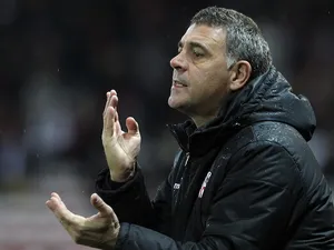 Ajaccio's French interim coach Christian Bracconi gestures during the French L1 football match between Nice (OGCN) and Ajaccio (ACA) on January 18, 2014