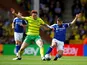 Ipswich Town's Sam Morsy in action with Norwich City's Josh Sargent on April 6, 2024