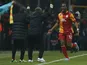 Galatasaray's Didier Drogba celebrates scoring against Real Madrid on April 9, 2013