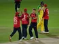 England players celebrate beating Australia on September 4, 2020