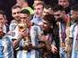 Argentina players celebrate winning the World Cup on December 18, 2022