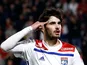 Martin Terrier celebrates scoring for Lyon on March 29, 2019