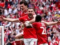 Macaulay Gillesphey of Charlton Athletic scores and celebrates on May 25, 2025