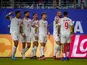 Jordan players celebrate Ali Olwan goal vs Austria