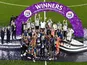 Lyon Women celebrate winning the Champions League