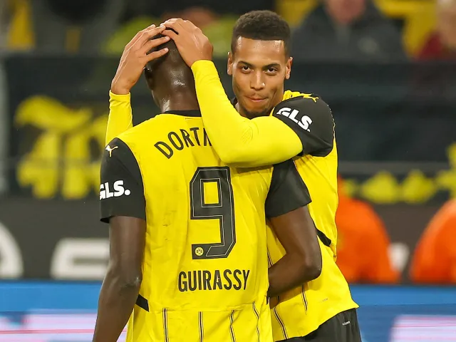 Felix Nmecha and Serhou Guirassy of Borussia Dortmund on September 27, 2024